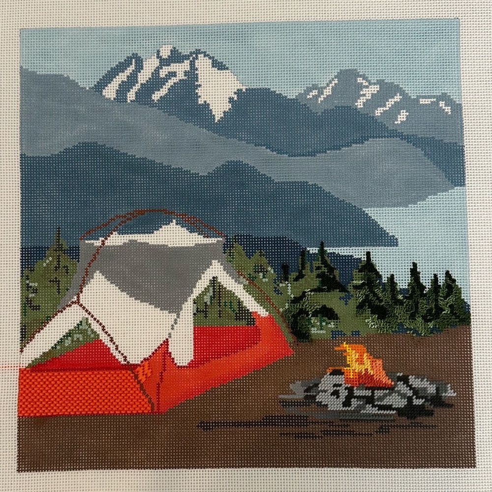 Rocky Mountain Campsite Needlepoint Canvas
